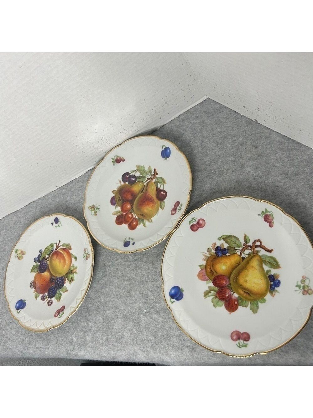 Bavaria China Germany Debra Fruit Sandwich Plates Set of 3 - 7.5” diameter